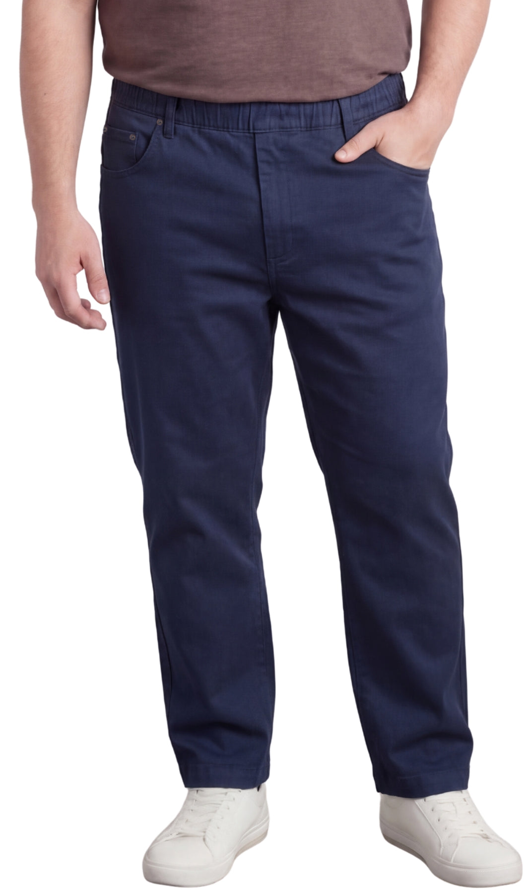 Men's Pull-On Denim and Twill Pants — Elastic Waist Easy Fit